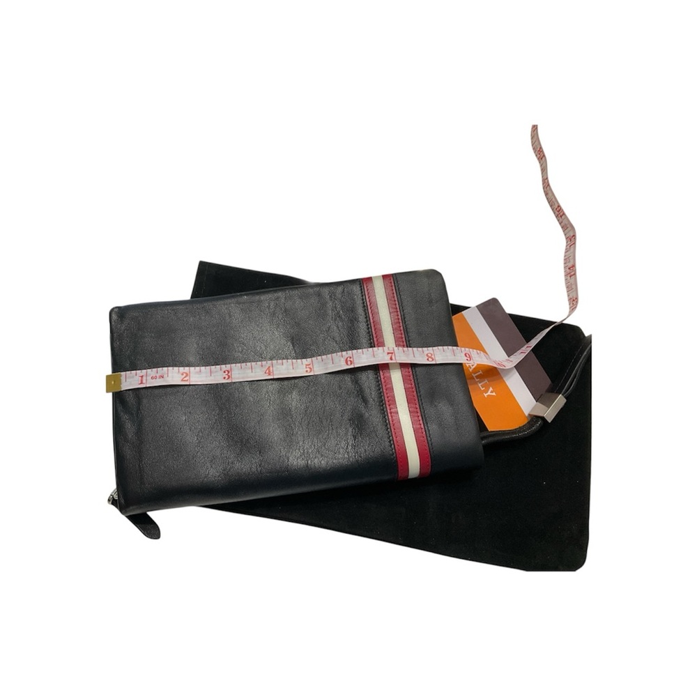 Bally Black Leather Wallet with Red and White Stripes - Picture 2 of 5